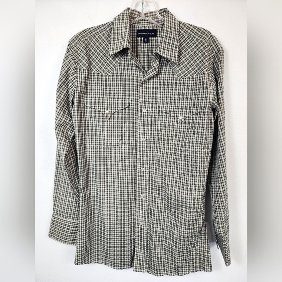 Panhandle Slim Other - PANHANDLE SLIM Men's Green Western Yoke Pearl Snap Plaid Shirt, sz SM / 14.5